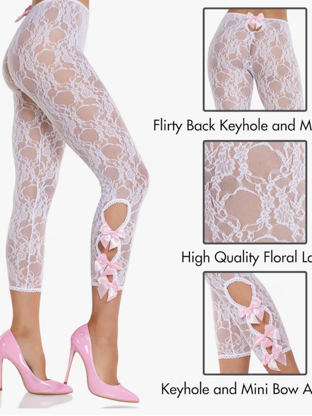 White rose lace bows gothic Knickers pants festival dress retro 80’s rockabilly